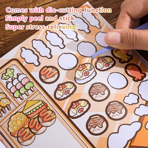 Image of Girl's Japanese Kawaii Food Platter Scene Sticker Book, 18 Sheets DIY Sukiyaki Stickers, 3 Recipes + 15 Plating Stickers Book for DIY Scrapbooking Journaling Handbook Decoration