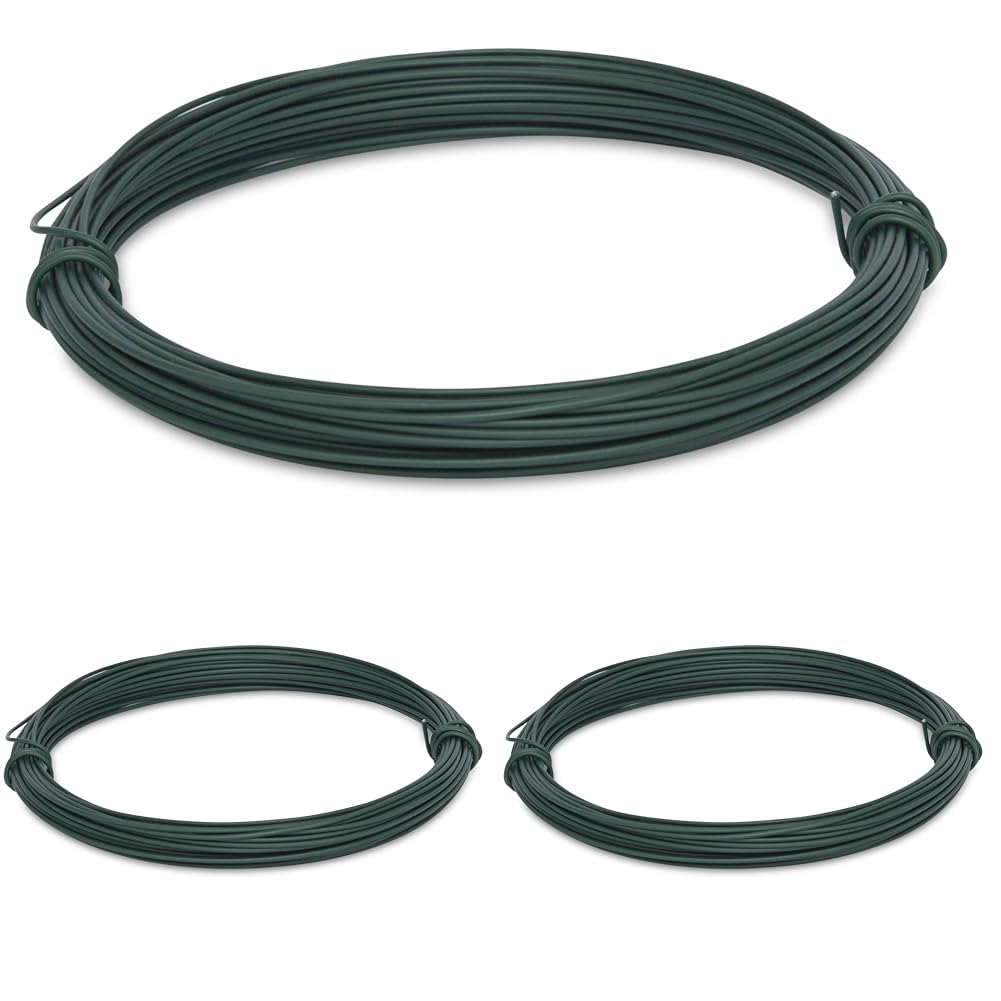 Windhager Gartendraht, Blumendraht, Bindedraht, Pflanzendraht, Basteldraht, verzinkt und ummantelt, Grün, 20 m x 2 mm (Packung mit 3)