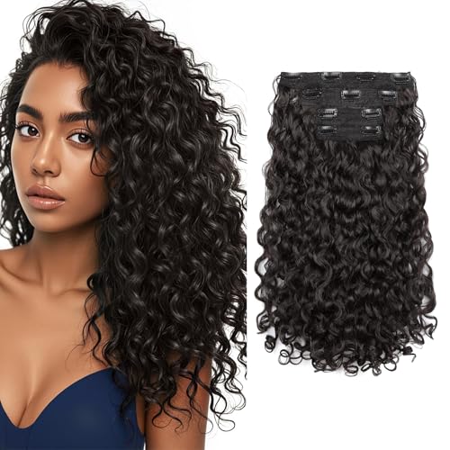 REECHO Curly Hair Extensions - 4PCS 14' GoGo Curly Clip in Hair Extensions...