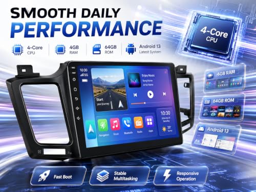 Image of 4+64GB Android Car Radio Stereo for Toyota RAV4 2013-2018: 10.2 inch 1280 * 800 Touchscreen Wireless Carplay Android Auto Backup Camera Mirror Link GPS Bluetooth 5G WiFi FM DSP RDS