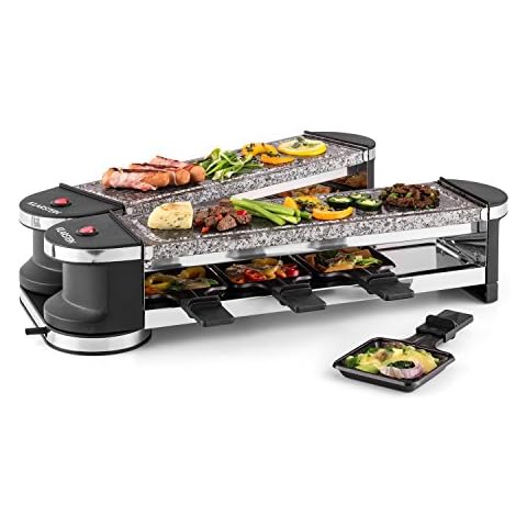 Parrilla eléctrica Klarstein Raclette Grill con 2 Zonas de Grill de Piedra Natural Cover