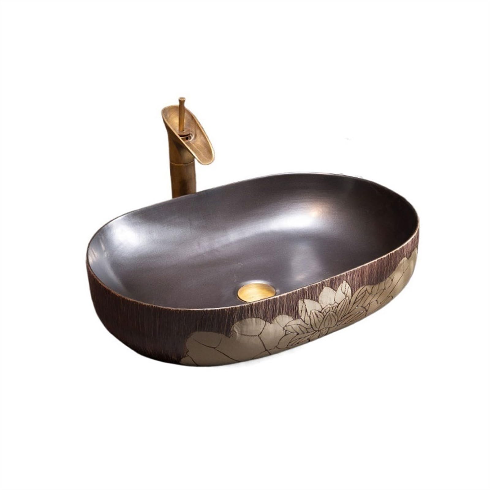 Sjdopulse Dark Countertop Wash Basin Color Vintage Floor Mounted Basin Balcony Round Bathroom Sink Ceramic Small Washbasin