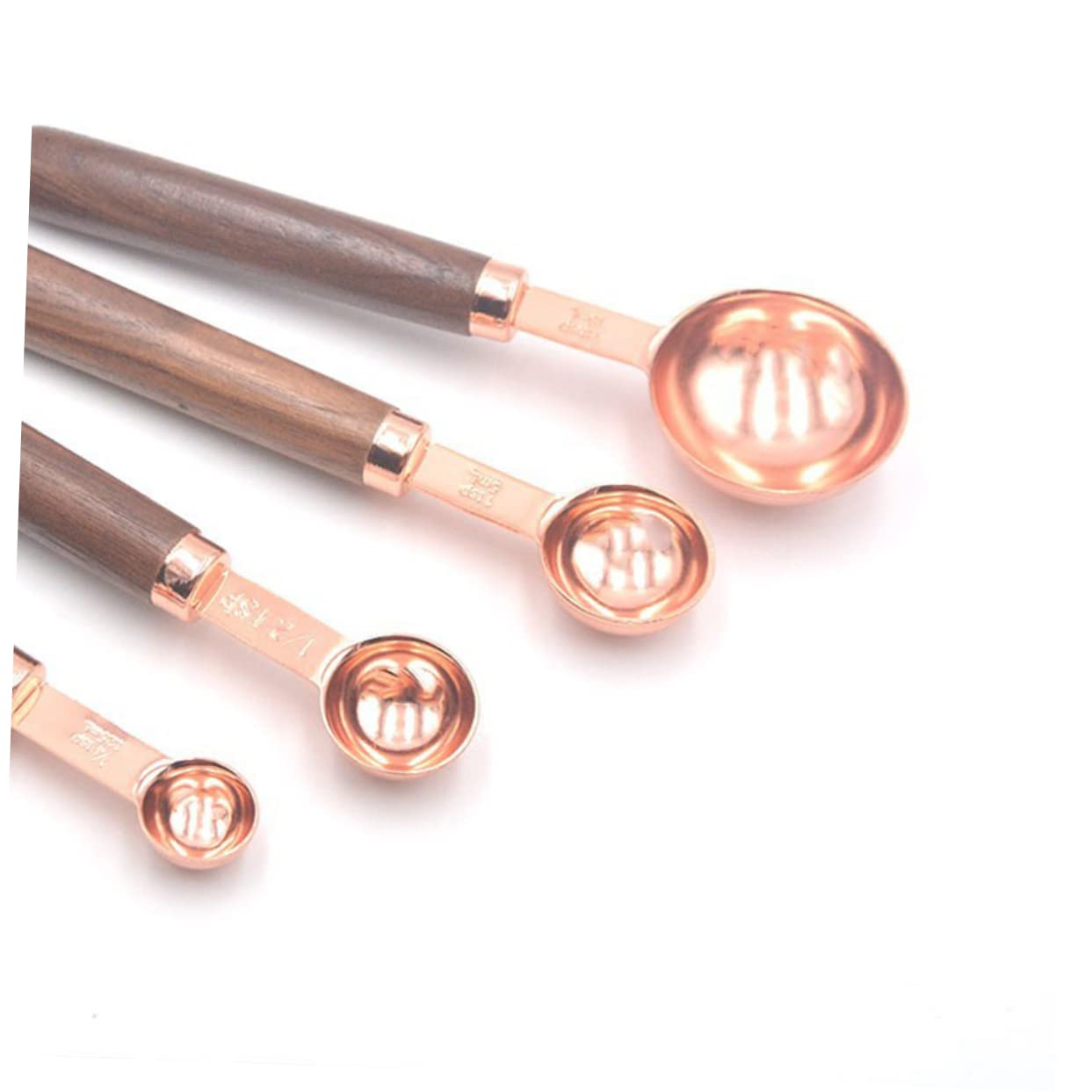 BESTonZON 12piezas Cucharas Medidoras De Acero Inoxidable Con Mango De Nogal Para Cocinar y Hornear Herramienta De Medición Elegante y Duradera