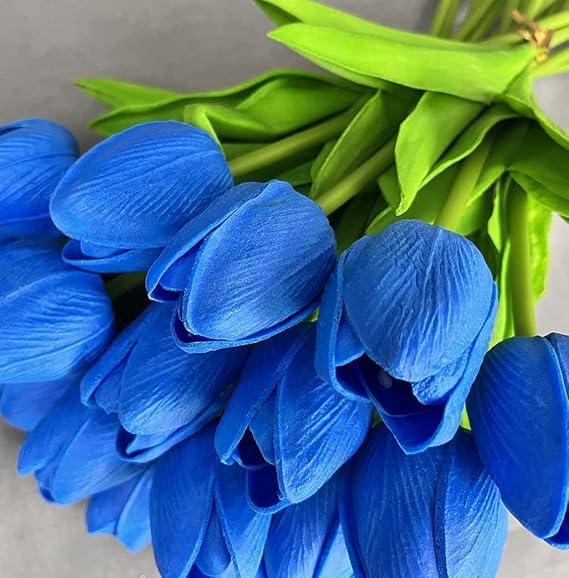 Image of CosaCentrum Beautiful Decorative Artificial Tulip Flower Bunches for Home decor (Blue, Pack of 7)