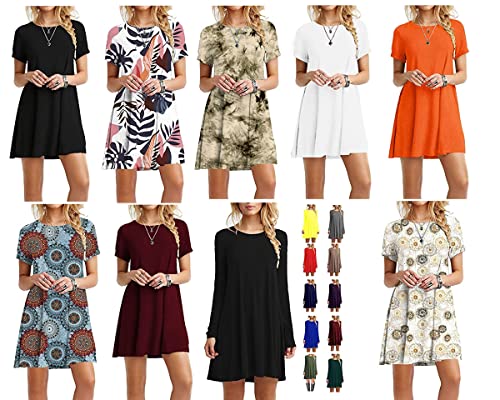 TOPONSKY Women's Casual Plain Simple Loose Flowy Short-Sleeve T-Shirt Dress3