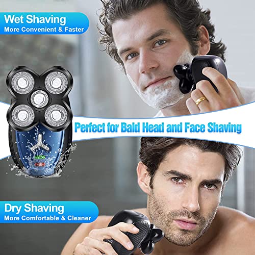 Head Shavers For Bald Men,Electric Shaver For Bald Head Cordless,5 In 1 Waterproof Wet Dry 5 Head Mens Electric Razor For Head Face Beard Shaving,Usb Man Rotary Shaver Facial Rechargeable,Gift For Men #TOP3