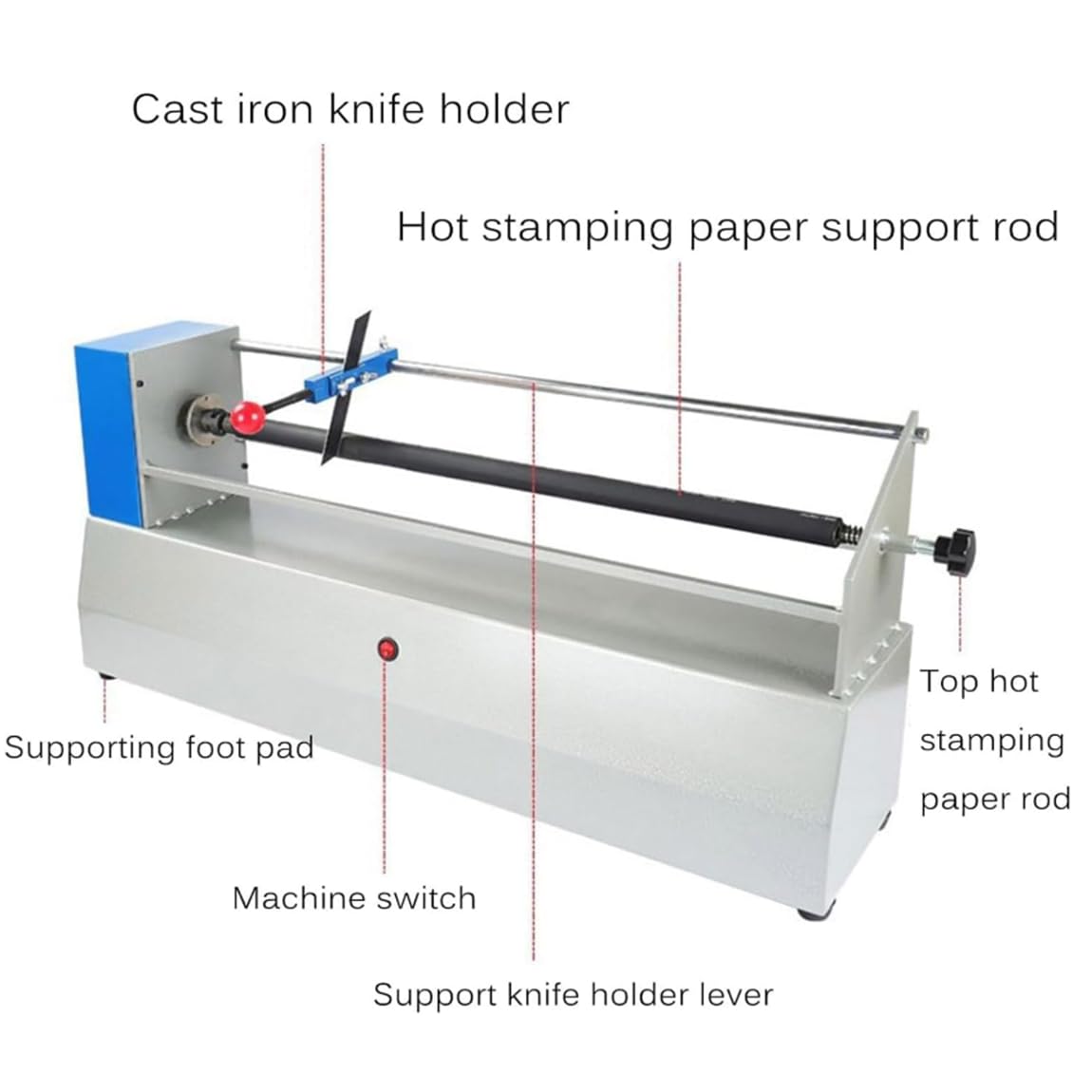 Cortadora eléctrica de rollos de estampado en caliente, ancho ajustable ≤ 70 cm, núcleo de 27 mm, corte suave, para imprimir embalaje de cuero