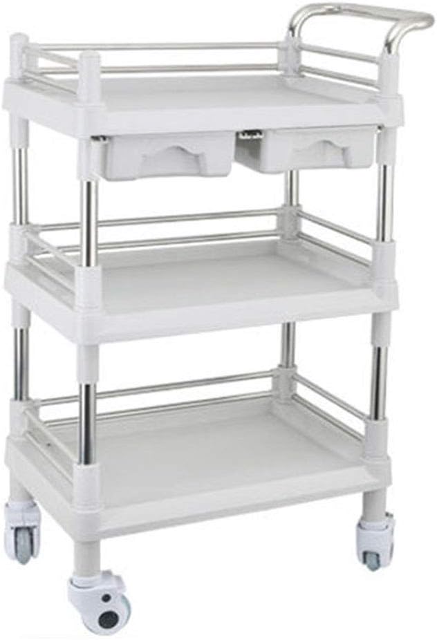 Portable 3Tier Extra Large Beauty Salon Spa Trolley Storage Cart with Drawers, Household Stroller Rack Multifunctional, Dentist Medical Cart, White, M64.5×44.5×98cm(L76x53x98cm) Portable 3Tier Extra Large Beauty Salon Spa Trolley Storage Cart with Drawers, Household Stroller Rack Multifunctional, Dentist Medical Cart, White, M64.5×44.5×98cm(L76x53x98cm)