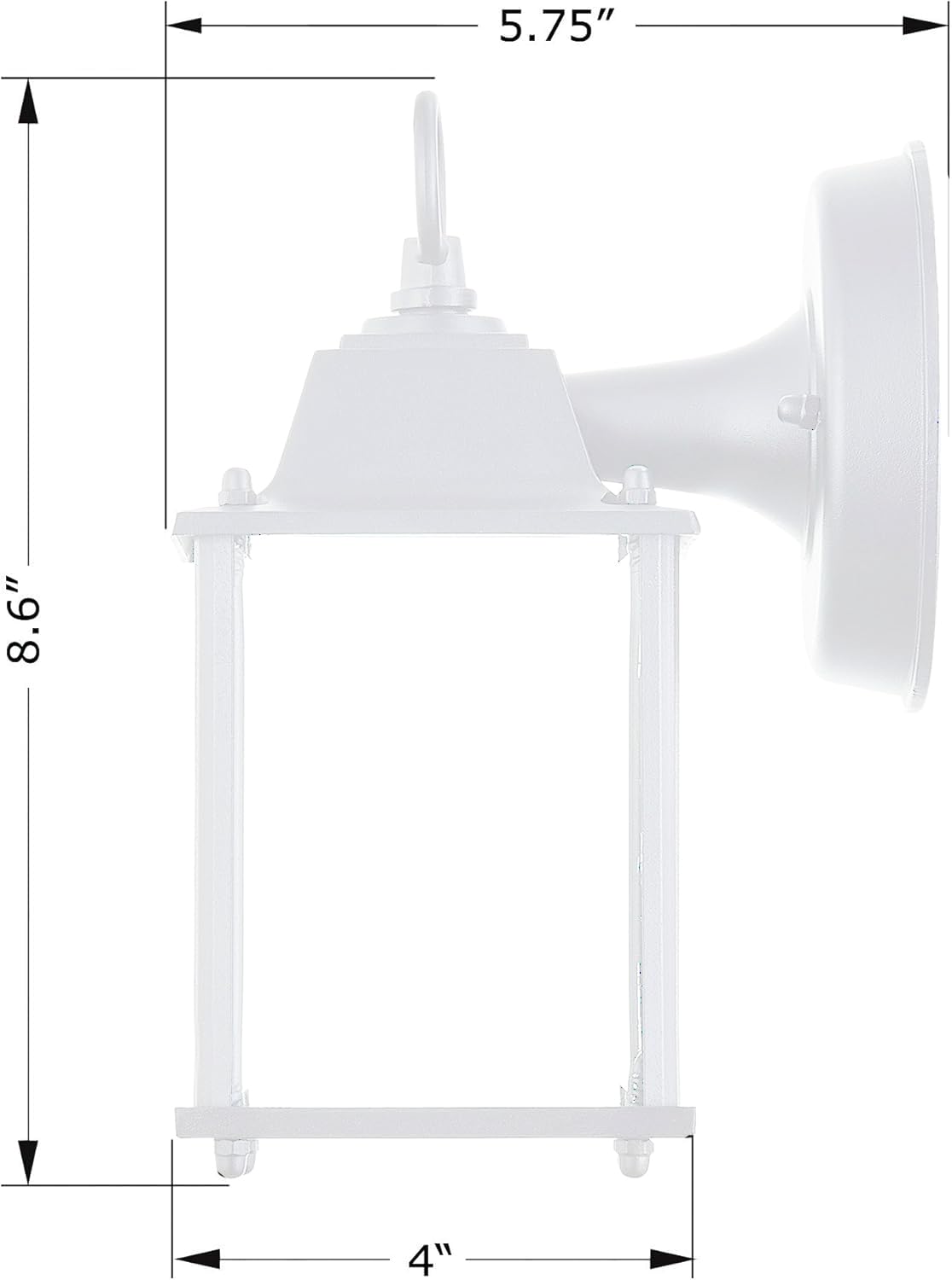 Zestaw 4 białych lampionów zewnętrznych LED, aluminiowa obudowa i szkło, na mokro, certyfikat ETL