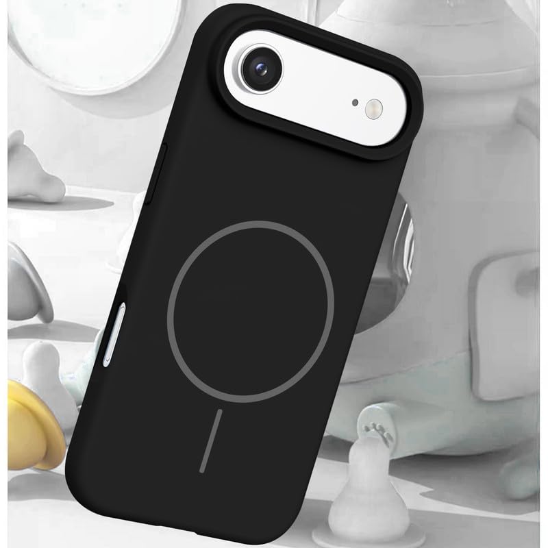 Image of LuxuryKase Silicone Magnetic Case for iPhone Air | Soft Microfiber Lining | MagSafe Support | Shockproof Protective Cover | Precise Cutouts | Slim Fit Design - Black
