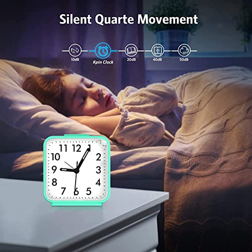 Image of AMIR Analog Alarm Clock, Silent Non Ticking Small Clock, Travel Alarm Clock with Snooze & Light, Ascending Beep Sounds, Battery Operated Loud Alarm Clock for Bedroom, Bedside, Desk