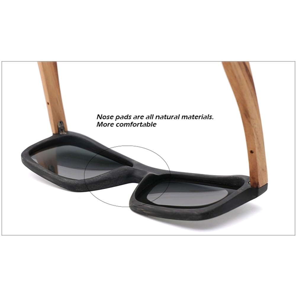Gafas de sol con montura de bambú negro polarizadas UV400, gafas TAC de moda para hombres y mujeres que conducen al aire libre.