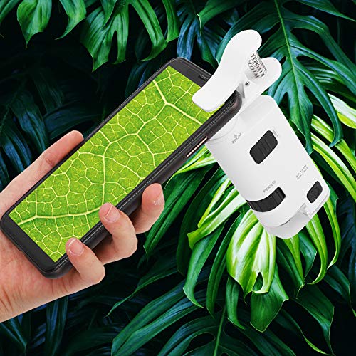 Image of 80-120X LED Cell Phone Microscope, Portable Microscope Mini Mobile Phone Lens Magnifier with Magnifying Clamp for Industrial Jewelry and Circuit Board Applications