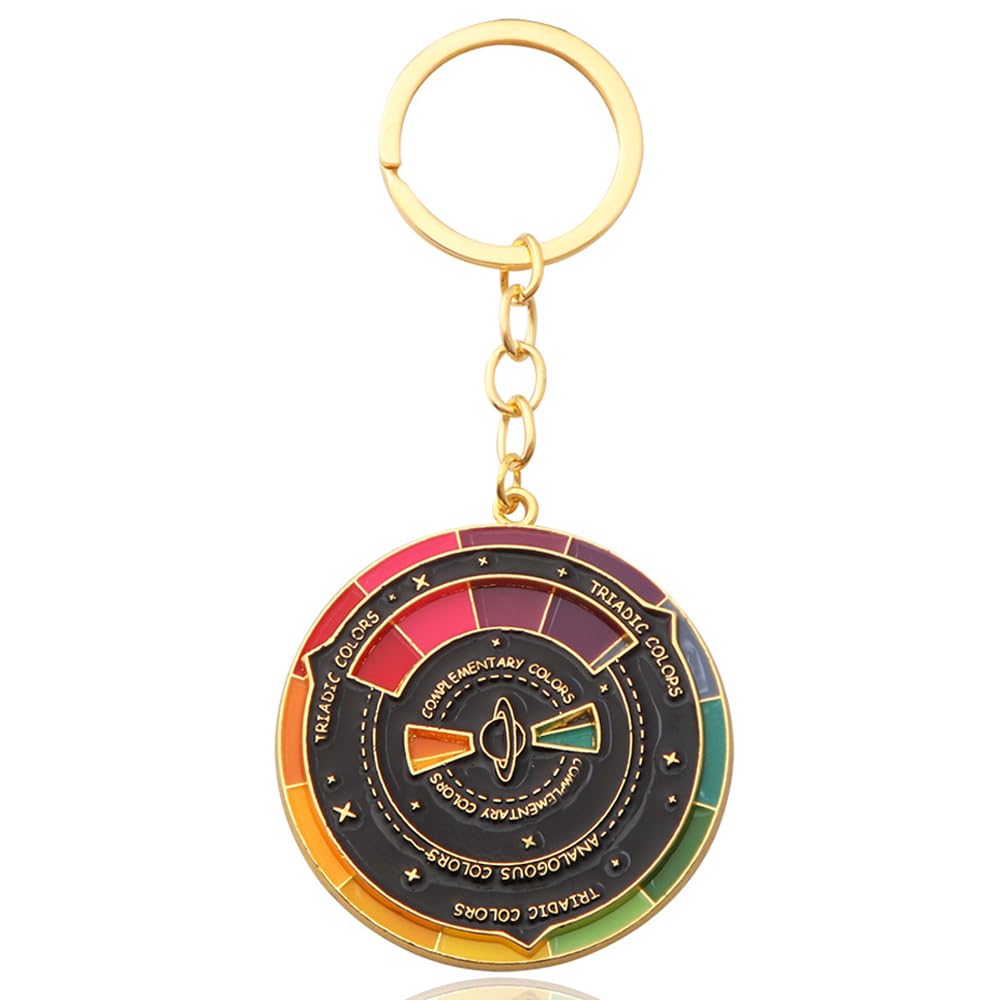 FunBoat Color Wheel Keychain - Creative Spinning Color Wheel Charm - Aesthetic Arts Gifts for Artists