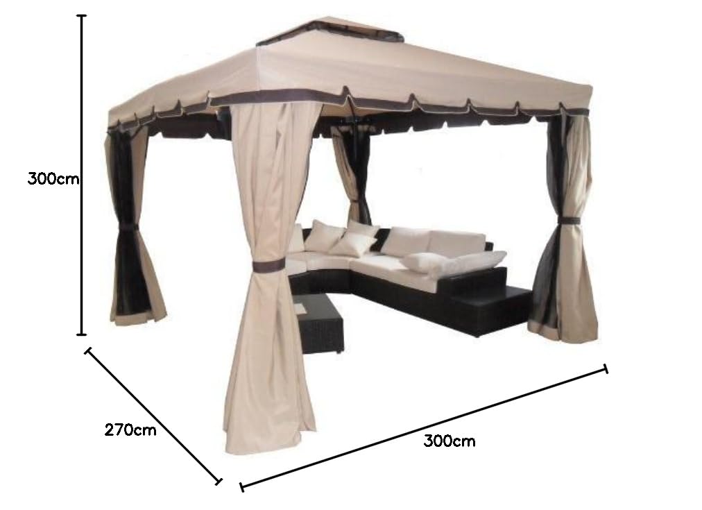 Bakaji Gazebo da Giardino in Alluminio 3x3 MT Antipioggia Anti-UV 400 gr/mq con Zanzariere