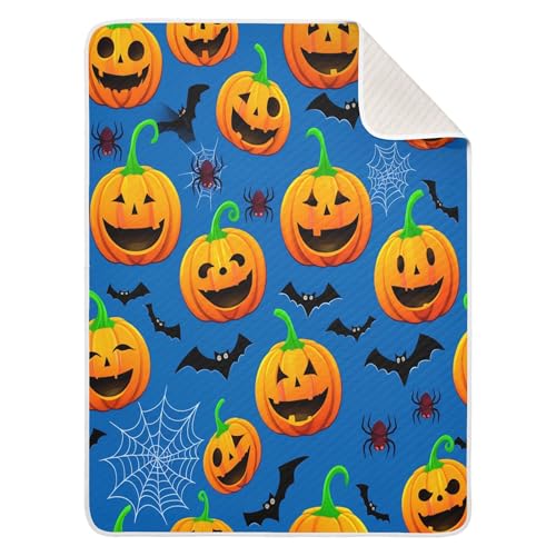 Burbuja Pumpkins with Facial Expressions Baby Blanket for Boys Girls, Nursery Soft Warm Swaddling Receiving Baby Blankets, 30x40 in Toddler Blanket