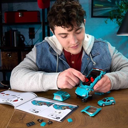 Miniatura 2 de Mattel Brick Shop Hot Wheels Honda Civic EF '90 Personalizado | 248 piezas, detalles realistas, calcomanías personalizadas, coche metálico a escala 1:64, para adultos y niños de 10+, JHF62