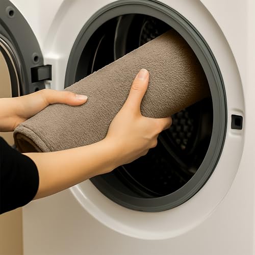 Image of enera Anti Slip Bathroom Mat 40x60 cm | Microfibre Bath Mat, Door Mat & Floor Mat for Bathroom, Bedroom, Kitchen, Home | 2000 GSM Super Soft Water Absorbent Quick Dry Machine Washable (Stello, Beige)