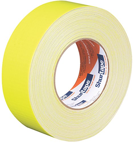 Image of Shurtape PC 619 Specialty Grade, Fluorescent Cloth Duct Tape, Hi-Visibility Social Distancing Marking, 48mm x 55m, Fluorescent Yellow, 1 Roll (139587)