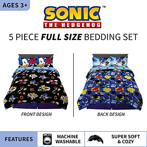 Franco Kids Bedding Super Soft Comforter And Sheet Set, 5 Piece Full Size, Sonic The Hedgehog #TOP2