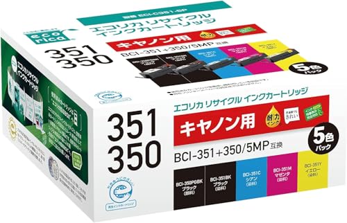 エコリカ リサイクルインク5色パック キヤノン BCI-351+350/5MP対応
