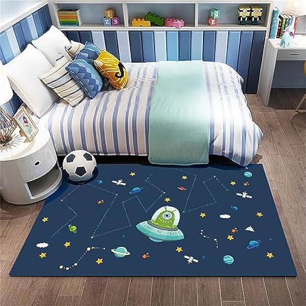 Gebied tapijten woonkamer tapijt, antislip zacht kristal fluwelen tapijt voor gemakkelijk schoon te maken, machinewasbaar tapijt voor woonkamer, slaapkamer, eetkamer wasbare tapijten (Blue Space, 80 x