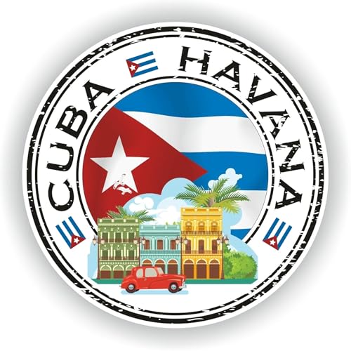 Cuba Flag Vinyl Sticker 6 Inch Round Waterproof Decal for Car Laptop Wall Door Window Country Pride Sticker