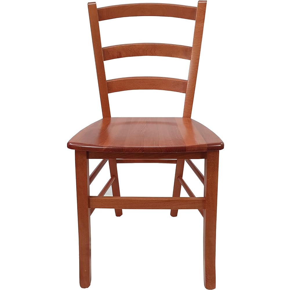 VIRSUS Set 4 Sedie Paesana in Legno Massello, Misura 43x42x86 cm, Sedia Tradizionale Robusta, per Casa, Cucina, Agriturismo, Ristorante, Made in Italy (Noce Scuro)