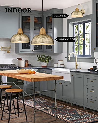 Farmhouse Barn Light Outdoor, Hwh Outdoor Sconces Wall Lighting, Gooseneck Barn Wall Sconce Light For Patio Porch Garage, Hammered Metal Shade, Antique Brass, 5Hzg70B Bg #TOP5