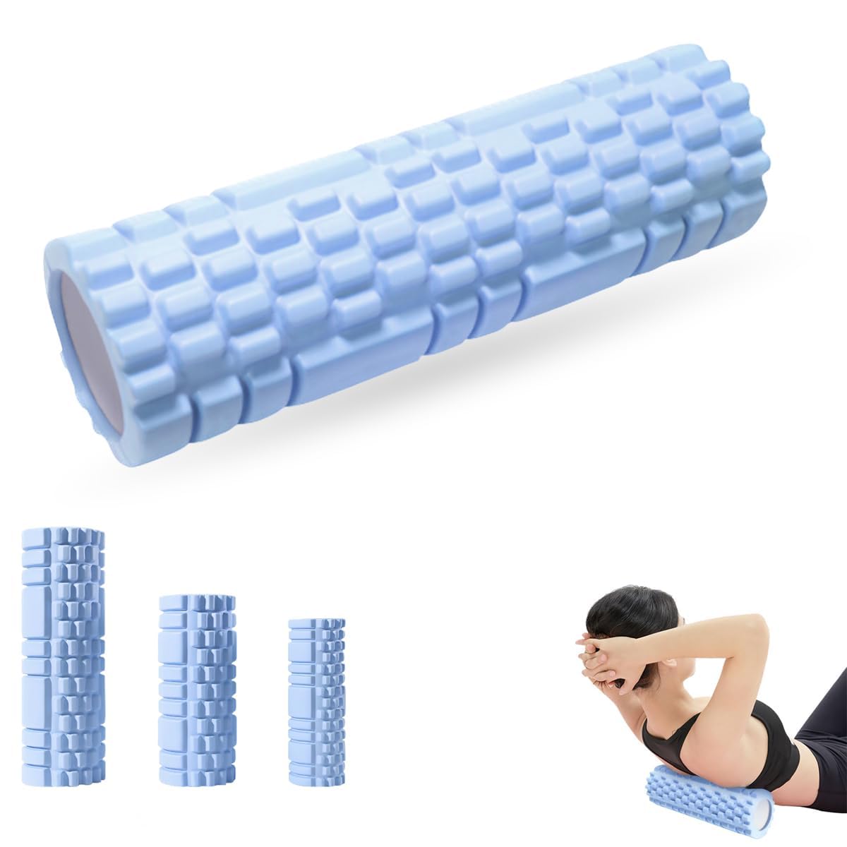 Faszienrolle mit 3D-Texturmassage, Foam Roller zur Muskelverspannungen lindern, mittlere Härte Selbstmassage Fazienrolle für rücken wirbelsäule rücken Beine,30 * 8cm-Blu