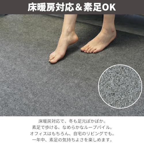 タイルカーペット タイルマット 大判 吸着 ジョイントマット 50x50cm 厚手5mm 置くだけ フロアマット滑り止め ずれ防止 カット可能 防音 保温 耐摩耗 抗菌防臭 PVC製 床暖房対応 接着剤不要 DIY 簡単な取り付け 原状回復可 賃貸 オフィス 事務所 家庭 ペット保育園 キッチン廊下 玄関対応 fc1010 8枚 [3]