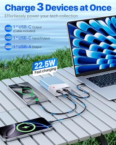 Portable Charger 20000mAh, 22.5W PD 3.0+QC 4.0 Super Fast Charging Power Bank, Cooler Aerospace Metal Case for iPhone 17 16 15 14, 13 Android iPad Samsung Google Tablet & More, Travel Essential - image 3