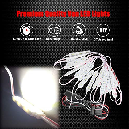 Ampper 12V 60 Leds Interior Van Light Kits, Led Ceiling Lights With Simplified Harness Switch Fuse For Van Rv Boats Caravans Trailers Vw Lwb And More (20 Modules, White) #TOP5