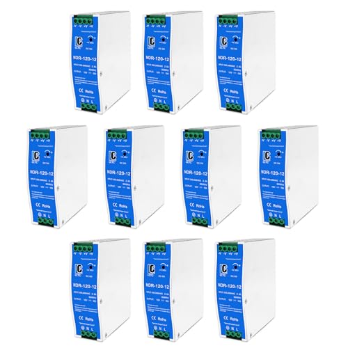 (10PCS) NDR120-12 DC 12V Din Rail Power Supply Slim 120w 10A(Input:100-240VAC,Output:12VDC,50/60HZ) Switching Adapter(Volts_of_Direct_Current, 12)