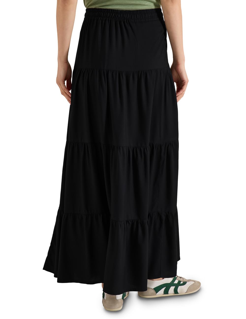 Damen Maxi-Rock mit Volants und Elastikbund