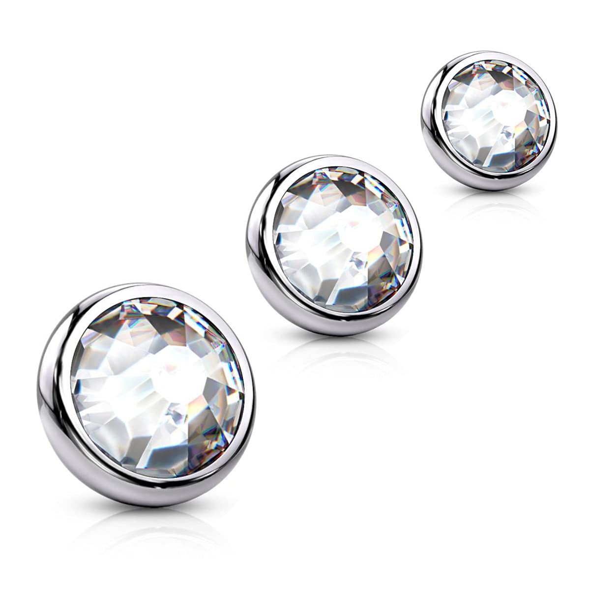 316L Acero Crystal Gem Microdermal Piercing Anchor Reemplazo Tops