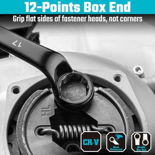 Image of DURATECH 9-Piece Offset Box Wrench Set, Metric, 6mm-23mm | Black Electrocoat, 75-Degree Offset, CR-V Steel, Corrosion Resistance, 9-Piece with 18 Sizes, With Pouch