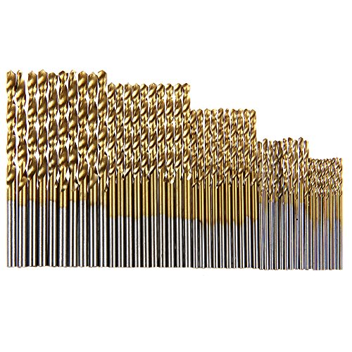 Easydeal 50Pcs Titanium Coated HSS High Speed Steel Drill Bit Set Tool Replacements 1/1.5/2/2.5/3mm