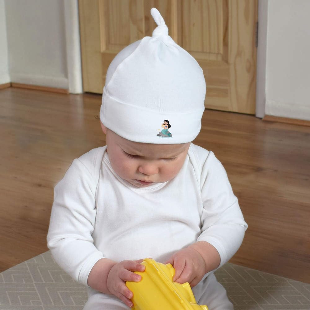 Azeeda 'Mermaid on Rock Eating Snacks' Baby Beanie Hat (BH00041055) White