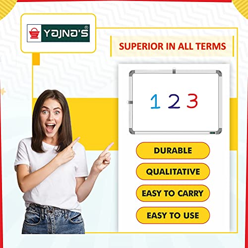 Image of YAJNAS 1x1.5 Feet Non-Magnetic Heavy-Duty Aluminum Frame White Board with Chalk Board Small Slate (Pack of 1)