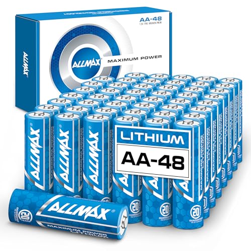 Allmax AA Maximum Power Lithium Batteries (48 Count) Longest Lasting Leakproof 20-Year Shelf Life Ultimate Performance Perfect for Blink Security Cameras (1.5V)