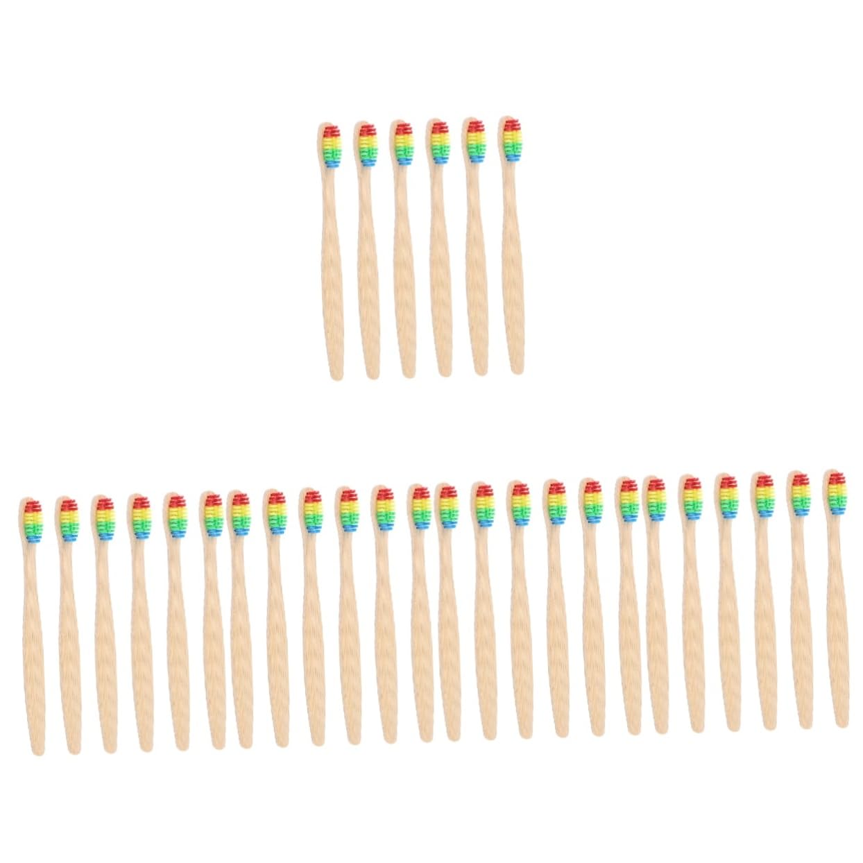 Healeved 30pezzi Spazzolini Da Viaggio Bamboo Con Setole Morbide Spazzolini Ecologici Per Igiene Orale Per Campeggio e Viaggi
