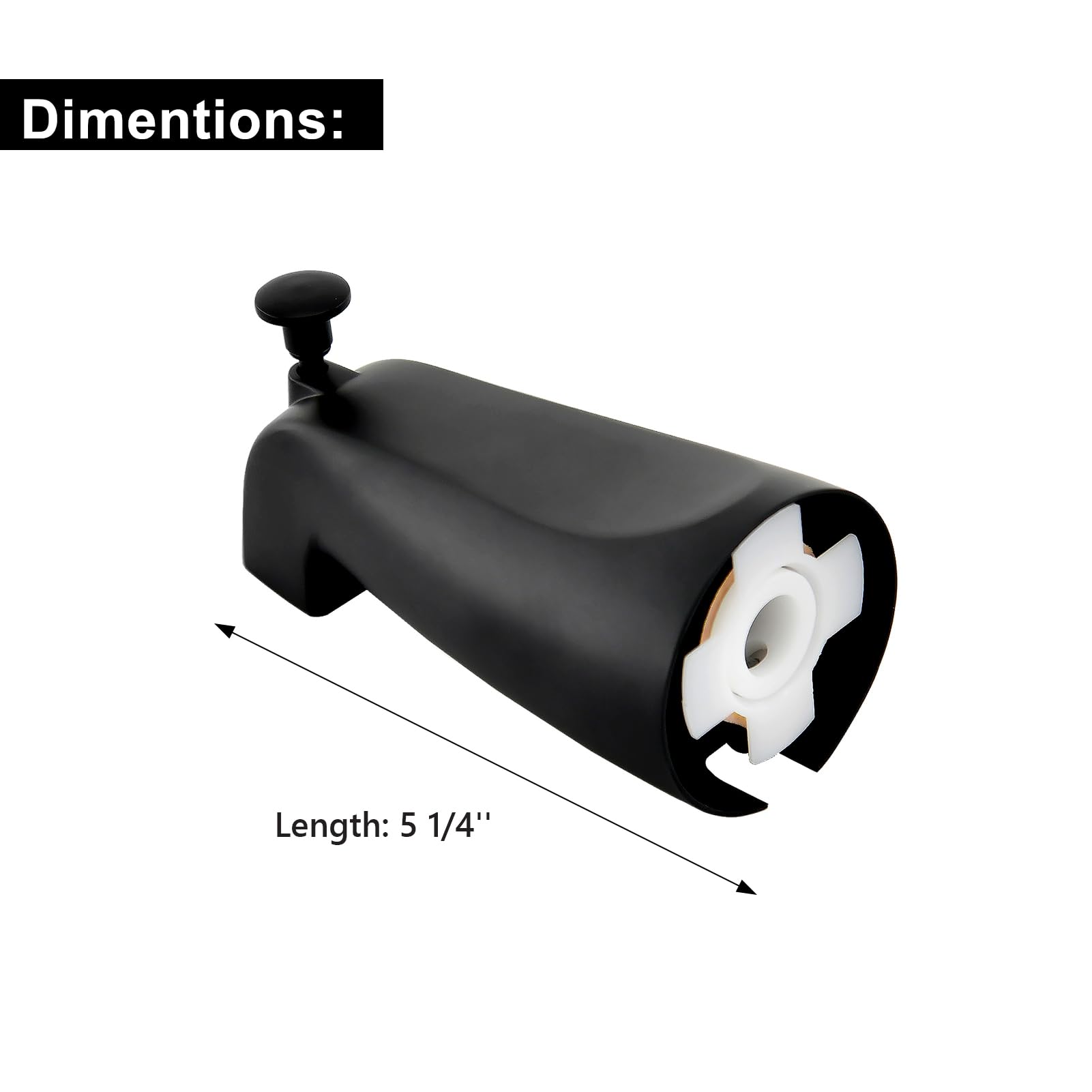 Boquilla de bañera con desviador de dominadas para tubo de cobre de 1,27 cm, negro mate