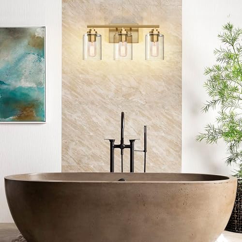 Image of SKEJAO Bathroom Vanity Light Over Mirror,Bathroom Light Fixture Wall Sconce Lighting for Bedroom,Living Room (Gold, 3-Light)