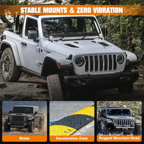 Image of Wrangler JL Light Bar Hood Mounting Brackets, Gladiator JT Ditch Light Cowl Mount Brackets A-Pillar LED Fog Light Pod Brackets for 2018-2025 Jeep Wrangler JL JLU 4xe Gladiator JT Accessories