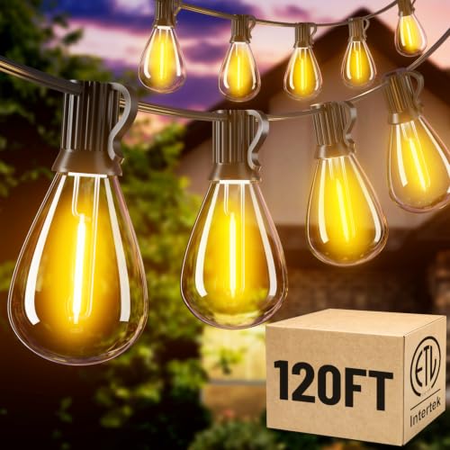 Amzrap 120FT Outdoor String Lights, Waterproof Patio Lights with 30+2 Shatterproof LED Bulbs...