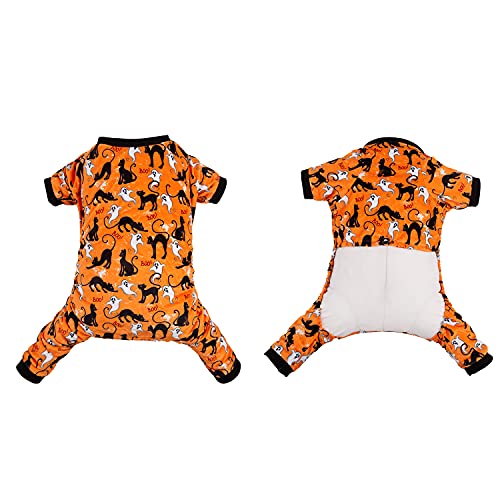 Image of CuteBone Soft & Stretchy Halloween Dog Pajamas - Cozy Pet Jammies Breathable Jumpsuit for Small Dogs - All-Season Comfy Outfit Easy-On Pullover Design - Keeps Pets Warm & Comfortable P173M