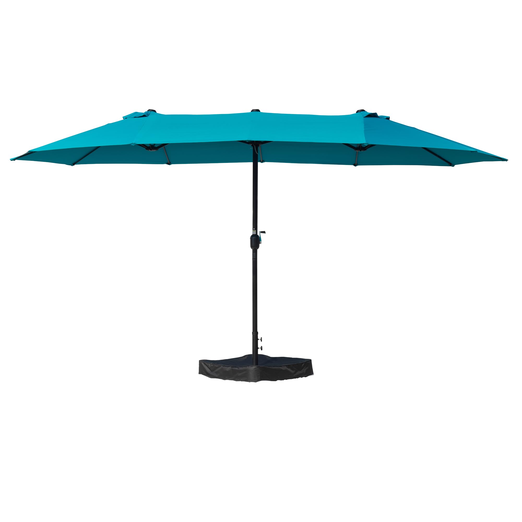 15ft Rectangle Patio Umbrella Double-Sided Outdoor Aluminum Umbrella with Crank Handle and Base for Pool, Garden, Backyard, Lawn