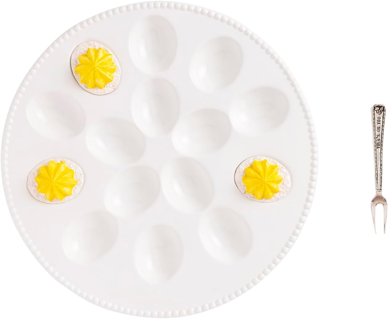 Mud Pie White Ceramic Deviled Egg Platter