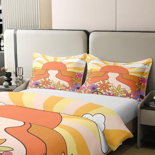 Parure de lit housse de couette 100% coton géométrique jaune - 5